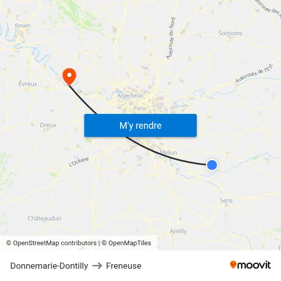 Donnemarie-Dontilly to Freneuse map