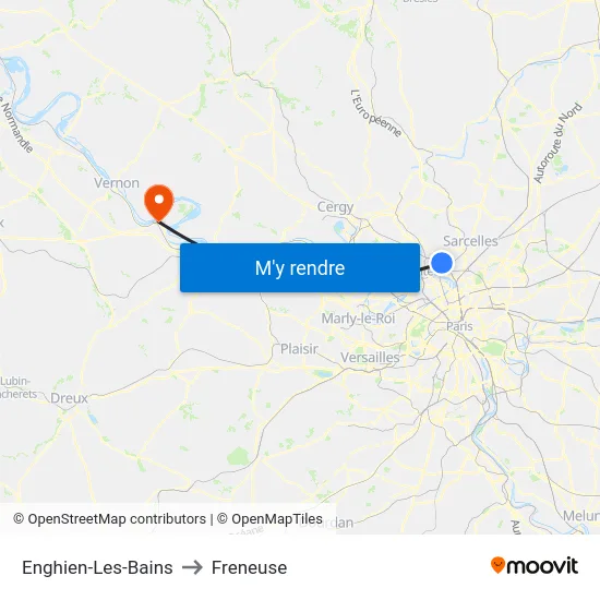 Enghien-Les-Bains to Freneuse map