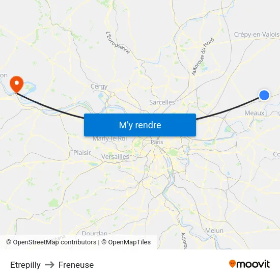 Etrepilly to Freneuse map