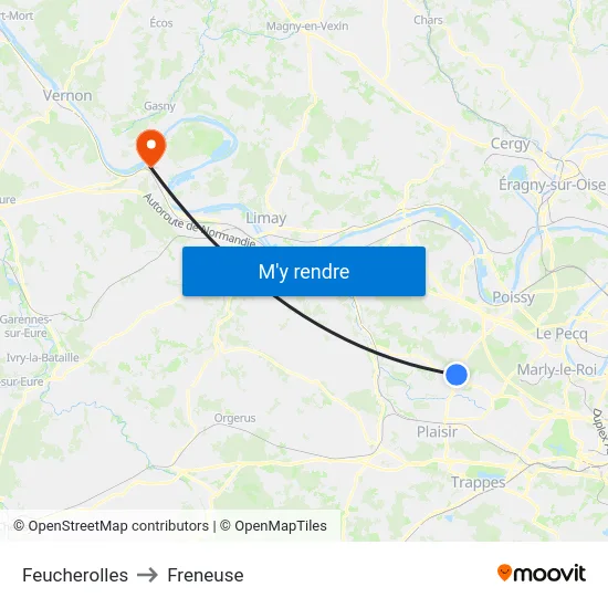 Feucherolles to Freneuse map