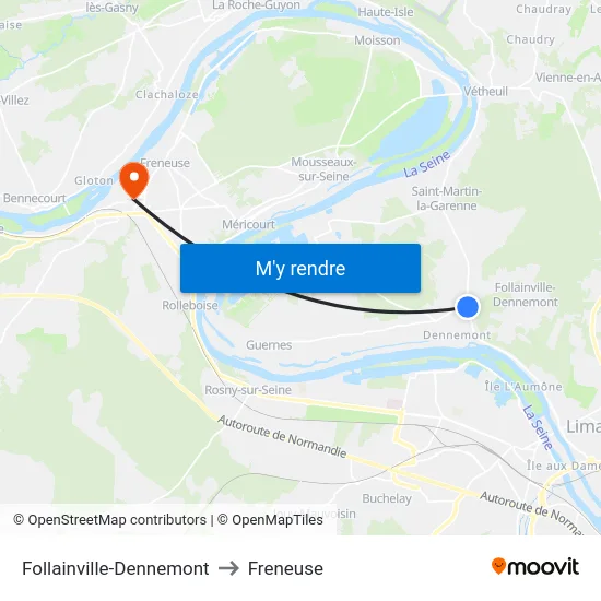 Follainville-Dennemont to Freneuse map