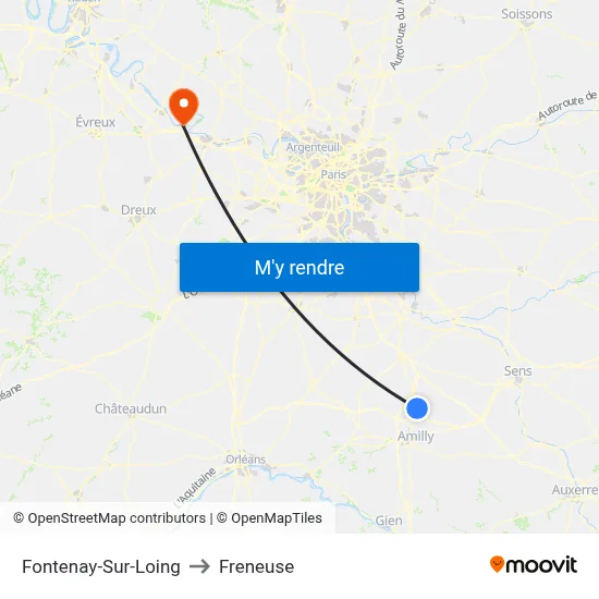 Fontenay-Sur-Loing to Freneuse map