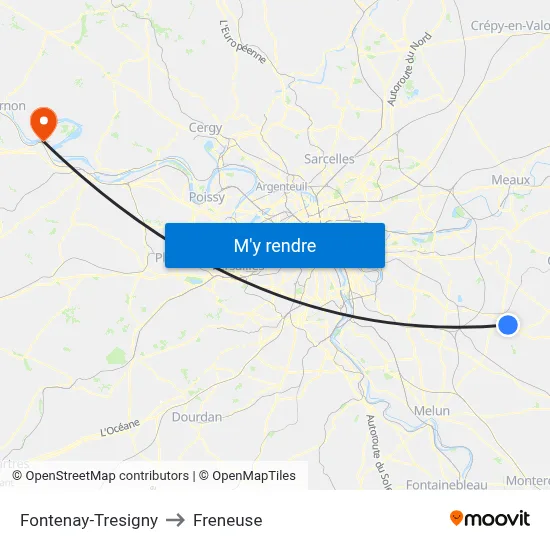 Fontenay-Tresigny to Freneuse map