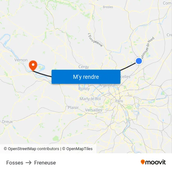 Fosses to Freneuse map
