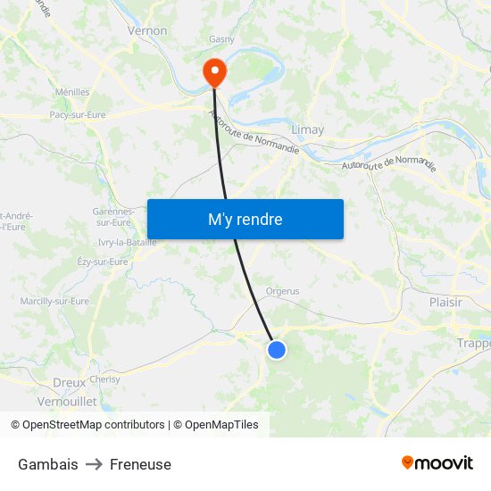 Gambais to Freneuse map