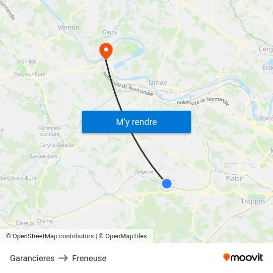 Garancieres to Freneuse map
