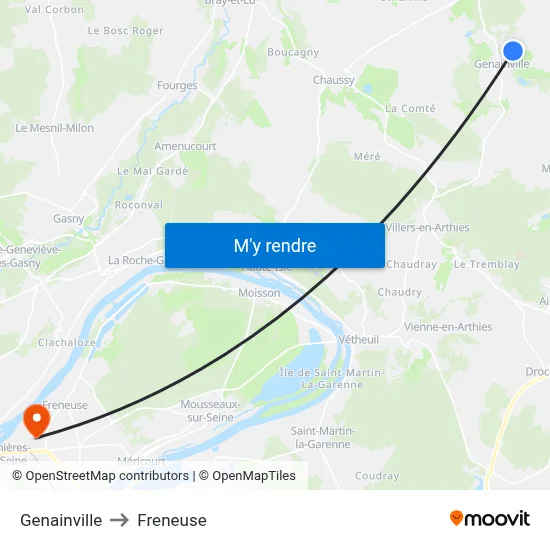 Genainville to Freneuse map