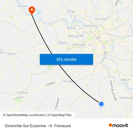 Gironville-Sur-Essonne to Freneuse map