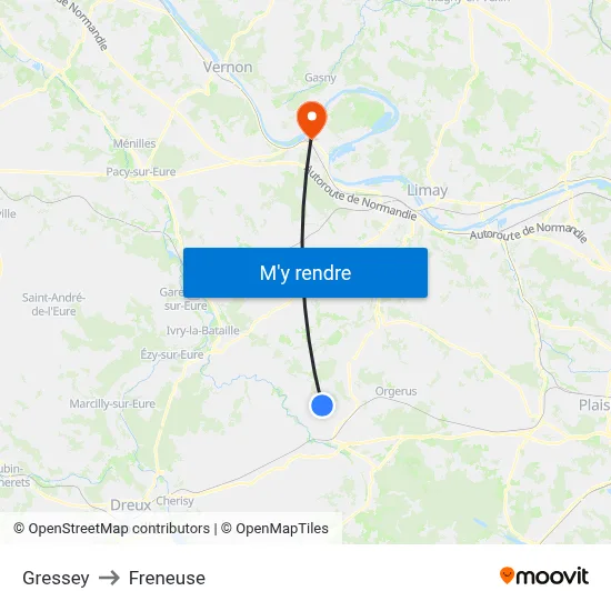 Gressey to Freneuse map