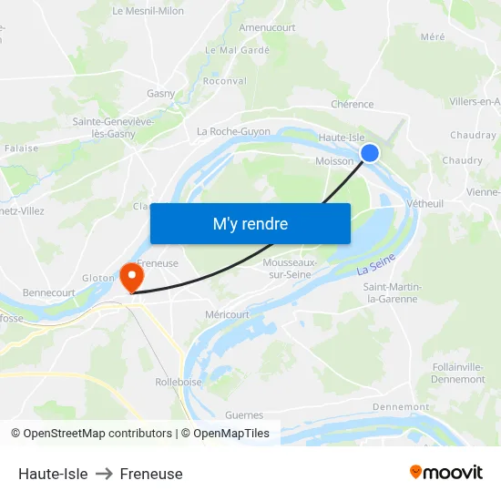 Haute-Isle to Freneuse map