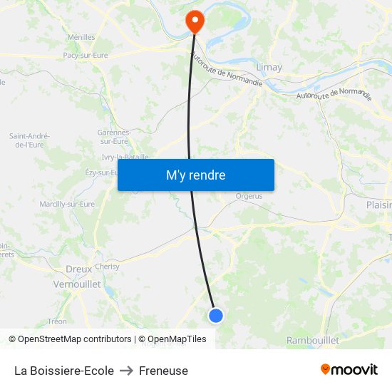 La Boissiere-Ecole to Freneuse map