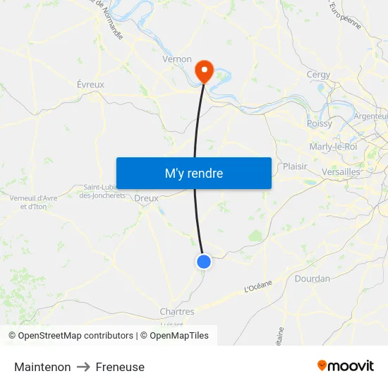 Maintenon to Freneuse map