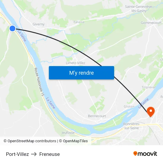 Port-Villez to Freneuse map