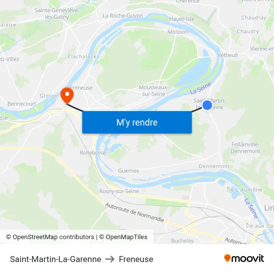 Saint-Martin-La-Garenne to Freneuse map