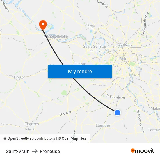 Saint-Vrain to Freneuse map