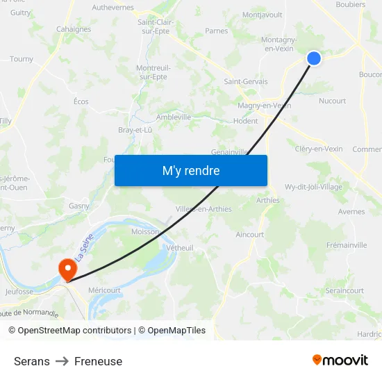 Serans to Freneuse map