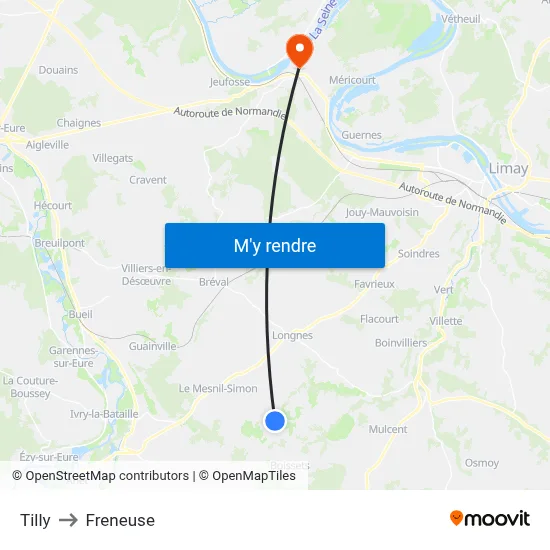 Tilly to Freneuse map