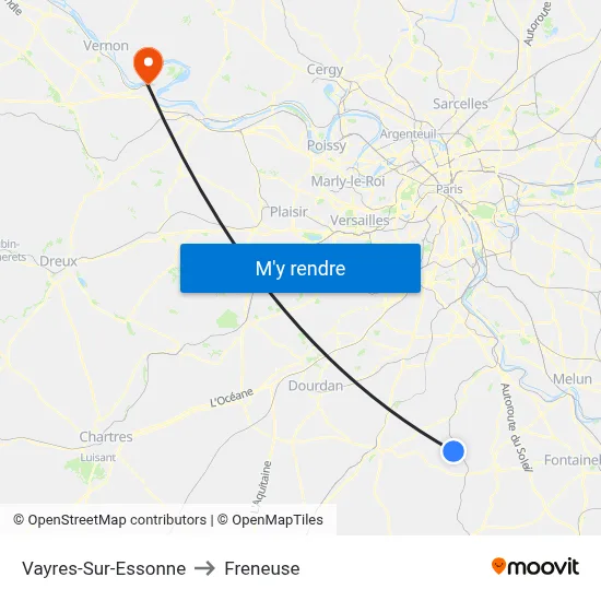 Vayres-Sur-Essonne to Freneuse map