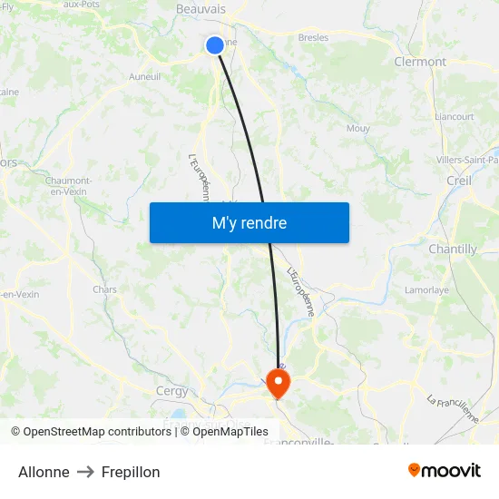 Allonne to Frepillon map