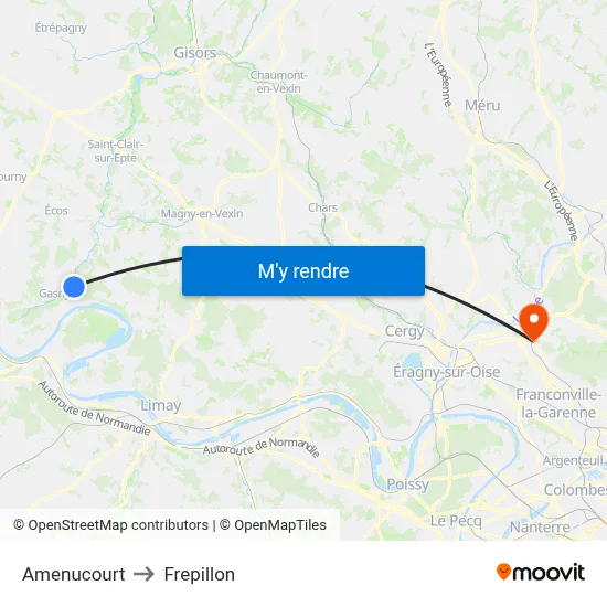 Amenucourt to Frepillon map