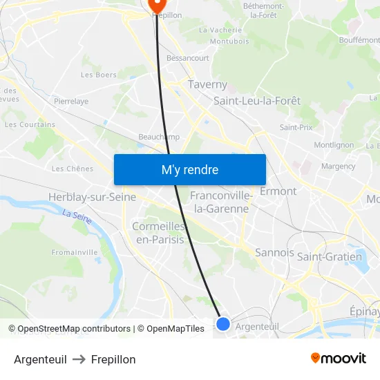 Argenteuil to Frepillon map