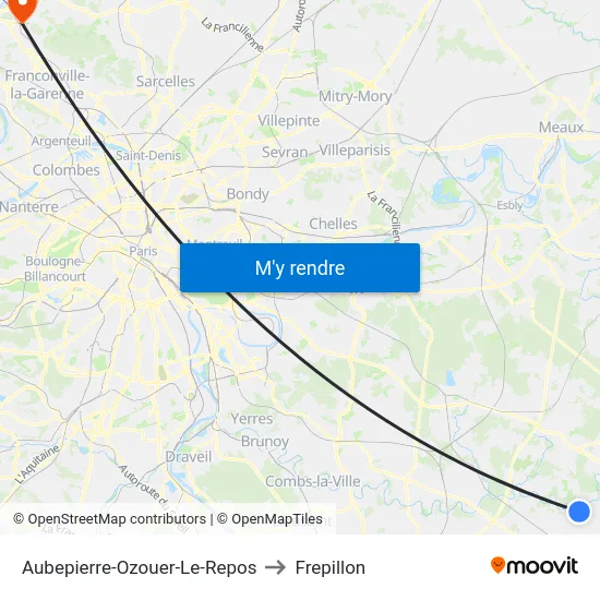 Aubepierre-Ozouer-Le-Repos to Frepillon map
