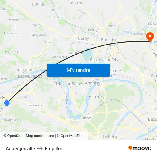 Aubergenville to Frepillon map