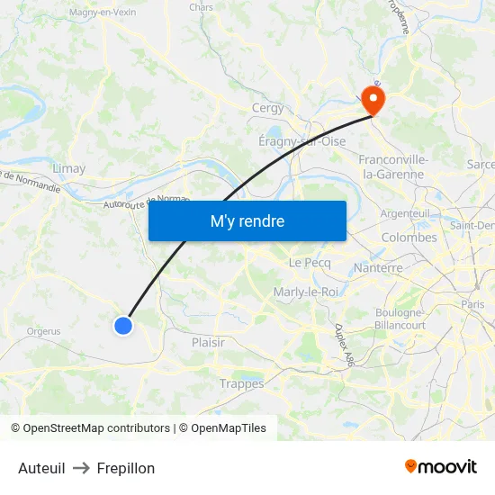 Auteuil to Frepillon map