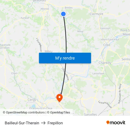 Bailleul-Sur-Therain to Frepillon map