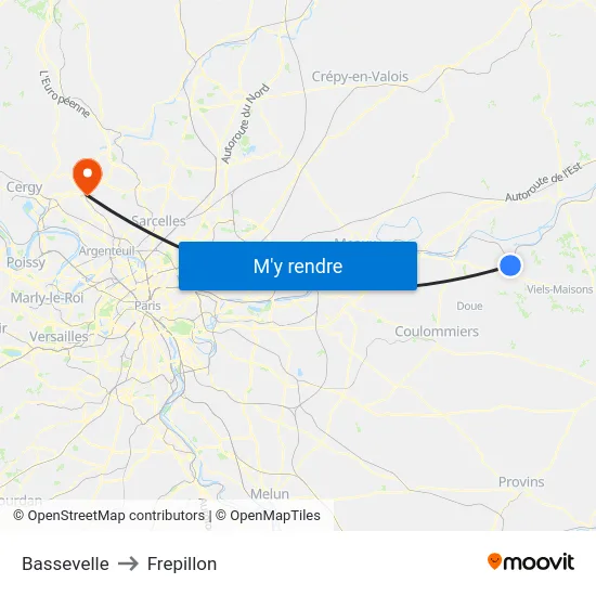 Bassevelle to Frepillon map