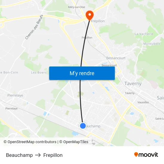 Beauchamp to Frepillon map