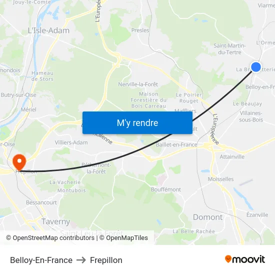 Belloy-En-France to Frepillon map