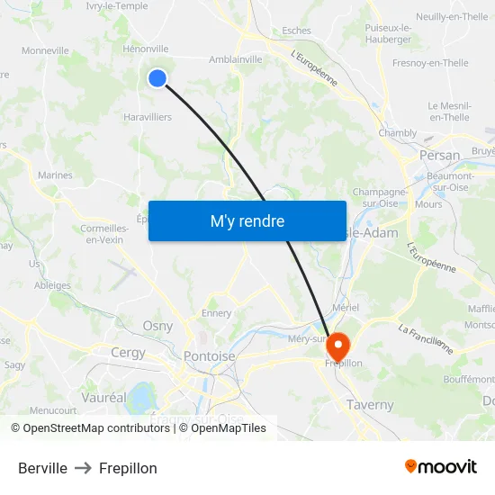 Berville to Frepillon map