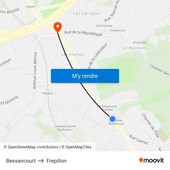 Bessancourt to Frepillon map