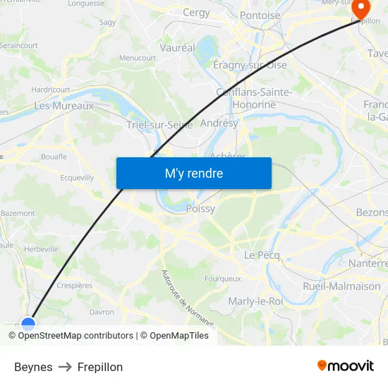 Beynes to Frepillon map