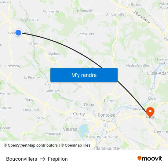 Bouconvillers to Frepillon map