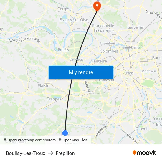 Boullay-Les-Troux to Frepillon map