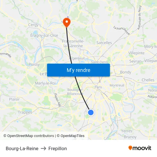 Bourg-La-Reine to Frepillon map