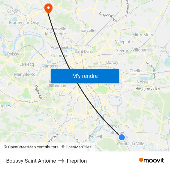 Boussy-Saint-Antoine to Frepillon map