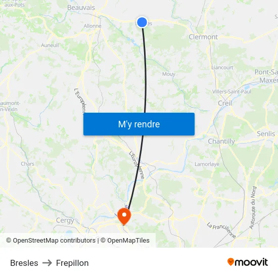 Bresles to Frepillon map