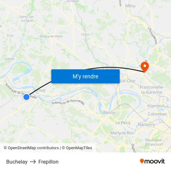 Buchelay to Frepillon map