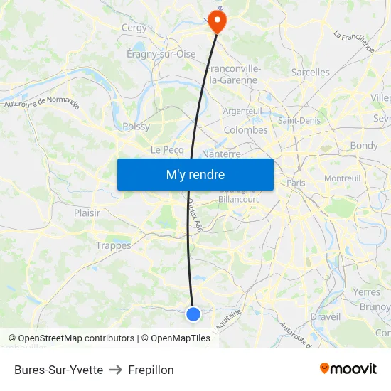 Bures-Sur-Yvette to Frepillon map