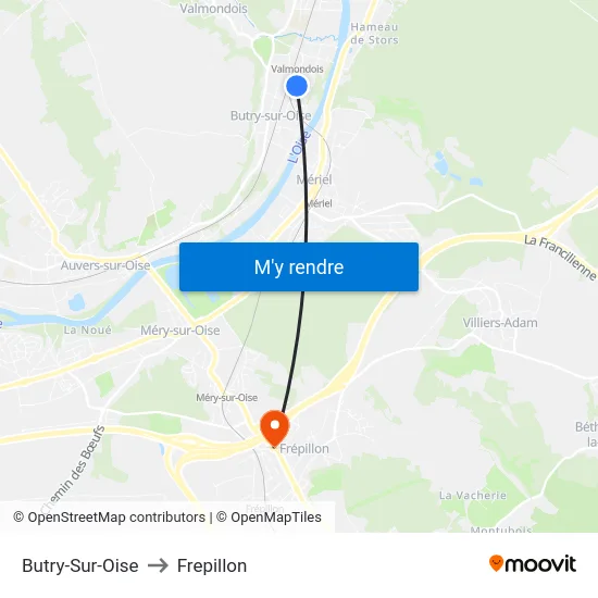 Butry-Sur-Oise to Frepillon map