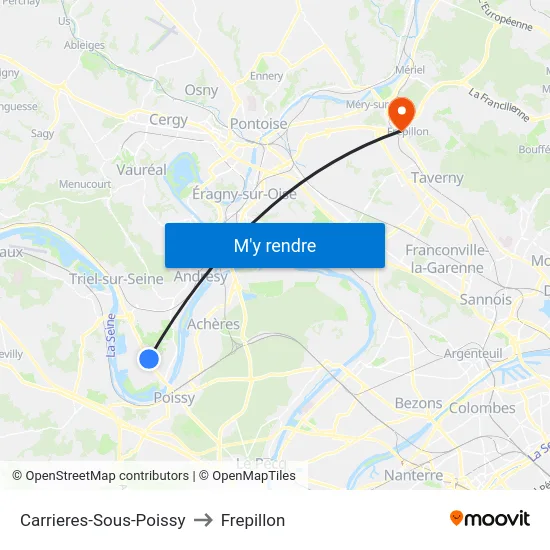 Carrieres-Sous-Poissy to Frepillon map