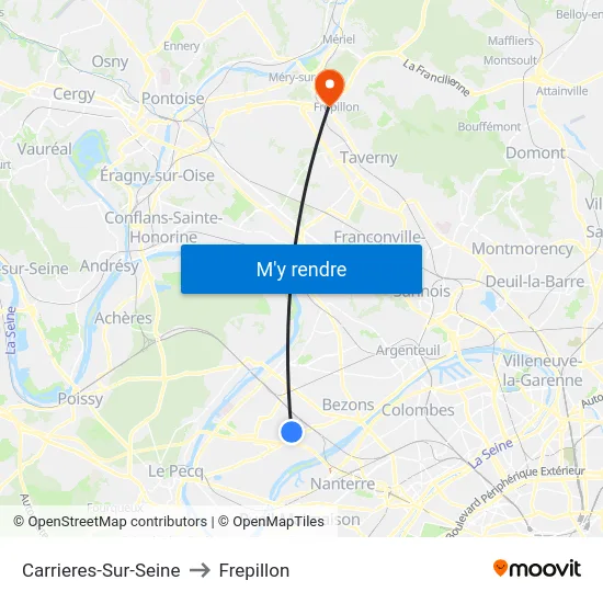 Carrieres-Sur-Seine to Frepillon map