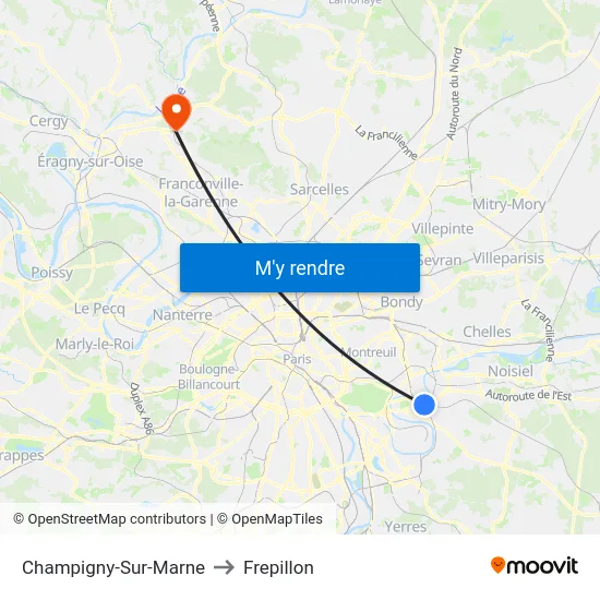 Champigny-Sur-Marne to Frepillon map