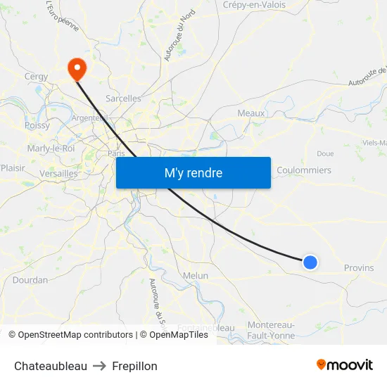 Chateaubleau to Frepillon map