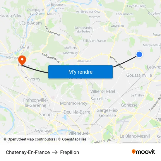 Chatenay-En-France to Frepillon map