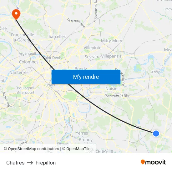 Chatres to Frepillon map