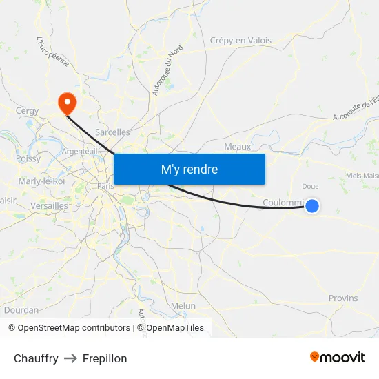 Chauffry to Frepillon map